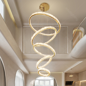 BIỆT THỰ xây dựng Vòng đèn chùm Duplex tầng gác xép phòng khách sảnh khách sạn cầu thang Đèn chùm dài - Product Image 2