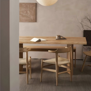 Rectangular Solid Wood Slab Dining <b>Table</b> White Wax Finish Nordic Design Home Furniture Dining/Tea <b>Table</b> & Desk - Product Image 2