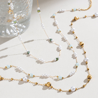 Collar de Piedras Naturales Brillantes para Mujer, Chapado en Oro PVD, Hipoalergénico, Encantador Brillo Radiante para San Valentín, Joyería Deslumbrante