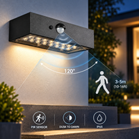 Lampe murale solaire extérieure 3W 350 lumens IP65 avec capteur PIR pour clôture, cour, villa, décoration