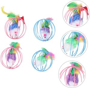 Colorful <b>Cat</b> Toys Wire <b>Cages</b> with Feathers Sustainable PP Material for <b>Cats</b>' Self-Entertainment and Hi Toys - Product Image 6