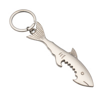 Porte-clés en métal de style américain, surface lisse, motif requin tigre à dents de sabre, design guitare A-022, cadeau