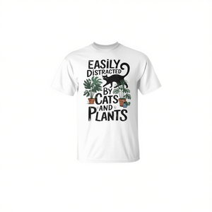 T-shirt facilement distraissé par les chats et les plantes, pour les amoureux des chats et les jardiniers - Product Image 2
