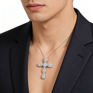 สร้อยคอจี้รูปกางเขนแบบคลาสสิก ชุบทองคำขาว 10K/14K/18K ประดับเพชร CVD ผลิตในห้องปฏิบัติการ ของขวัญสำหรับโอกาสพิเศษ - Product Image 5