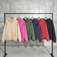 Sweat-shirt à capuche zippé intégral en molleton épais 400G pour homme, style vintage délavé à l'acide, double fermeture éclair, coupe oversize, streetwear, logo personnalisé
