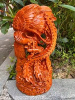 Personnalisé Noir Bois De Santal Dragon Phoenix Statue Chinois Traditionnel Feng Shui Sculpture pour Bonne Maison Meubles Salon