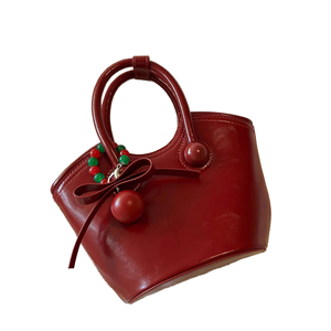 Sac seau à main pour femme Cherry Love, très populaire, avec fermeture éclair, en cuir PU, doublure polyester, usage quotidien, style sudiste, modèle unique - Product Image 1