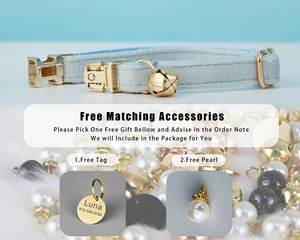 Collar de terciopelo Lightblue Veet personalizado para gato con lazo y correa, conjunto con placa de identificación grabada a medida para gatito o cachorro, número de teléfono sólido pequeño - Product Image 4