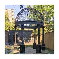 Açık bahçe dekoratif büyük siyah metal yuvarlak dökme demir çerçeve düğün gazebo