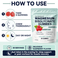 Gummies de bisglycinate de magnésium végétaliennes à marque privée OEM, compléments pour le sommeil et la relaxation, sans sucre