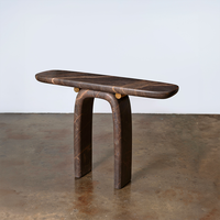 Table console artistique en marbre Dream Home, plateau rectangulaire arrondi, base en U, meuble d'appoint de luxe pour couloir, design de créateur