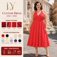 Robe d'été mi-longue à pois personnalisée en gros, taille plus