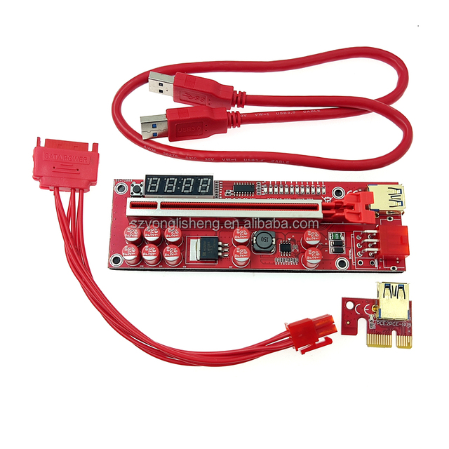 V013 Pro PCIE Riser 013 Express X1 X16 Cabo Riser For Video Card 6Pin Power 10 Capacitors