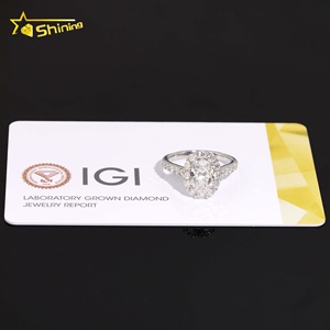 Anillo de Compromiso de Oro Sólido de 10k, 14k, 18k con Diamante Cultivado en Laboratorio de Forma Ovalada, Certificado IGI, Diseño Halo - Product Image 6