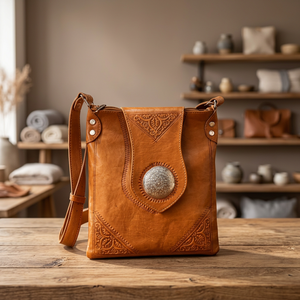 Women Genuine Leather Crossbody <b>Bag</b> Classic Style Embossed Pattern Zipper Closure Soft Handle Durable Design - Product Image 2