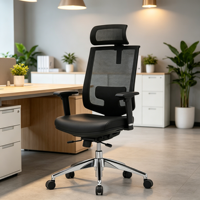 Chaise de bureau ergonomique moderne style tendance, dossier haut inclinable, chaise de travail avec fonction massage