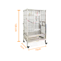 Cage à oiseaux spacieuse et durable en acier inoxydable, idéale pour les grands perroquets, facile à nettoyer avec des roulettes, cages à oiseaux de luxe