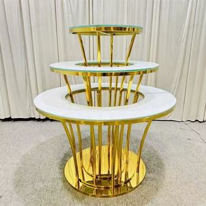 Table de bar haute de luxe en acier inoxydable doré pour mariages, événements et cocktails – Vente en gros - Product Image 4