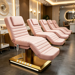 Table de massage électrique de luxe en acier inoxydable doré avec commande au pied, lit de <span class=keywords><strong>soin</strong></span> pour spa facial, lit de beauté pour cils - Product Image 4