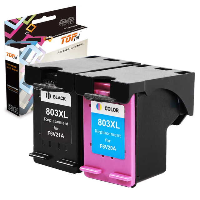 Topjet 803XL 803 XL Remanufactured Color Black Ink Cartridge for HP HP803XL HP803 Deskjet 1112 3630 4516 4520 4522 Printer