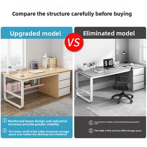 Moderner, schlichter Holzschreibtisch für Home-Office und Schlafzimmer – Computertisch aus Eisen mit Schublade für kleine Räume – Großhandelsmöbel - Product Image 4