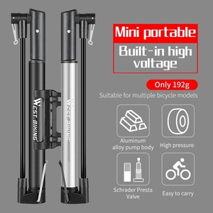 WEST BIKING-Mini pompe à pied portable 120PSI, gonfleur de pneu en alliage, <span class=keywords><strong>valve</strong></span> <span class=keywords><strong>Schrader</strong></span> <span class=keywords><strong>Presta</strong></span>, pompe à air manuelle en aluminium pour VTT - Product Image 2
