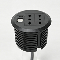 Prise de courant encastrable ronde standard chilienne pour bureau, 2 prises CA, USB-A 18W, USB-C 20W, 80mm, pour passe-câbles de bureau