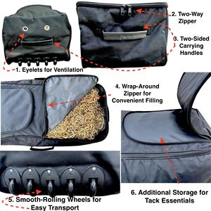 Échantillon gratuit Sac à foin Oxford pour équitation, sac à foin lent, sac à foin pour balles de foin, corde à cheveux de cheval, kit de toilettage pour chevaux - Product Image 5