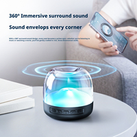 Haut-parleur Bluetooth en verre transparent avec lumière ambiante RGB, lecture multi-formats, mini audio sans fil pour la décoration de bureau et de chambre