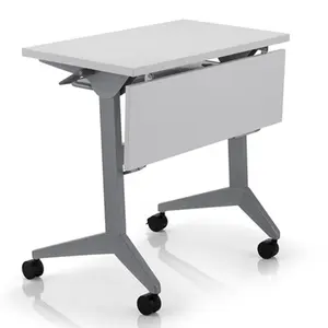 Table pliable simple avec cadre en argent, table pour école, éducation et bibliothèque