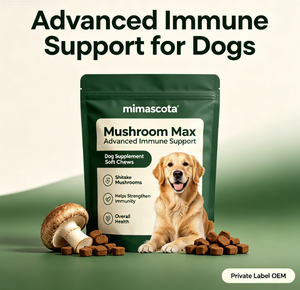 Complément alimentaire pour chiens Mushroom <span class=keywords><strong>Max</strong></span> Advanced Immune Support, en forme de bouchées moelleuses, aux champignons Shiitake, contribue à renforcer l'immunité et la santé globale. - Product Image 1