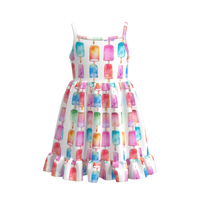 Robe d'été personnalisée en soie de lait pour enfants, robe tourbillon pour filles, vêtements pour tout-petits, imprimé unique pour enfants