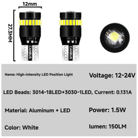 24V T10 Wedge LED Ampoule 3014 18SMD Lecture Dôme Lumière Instrument Plaque Lampe W5W 194 SX124 Voiture Lumière Accessoires 12V T10 3030