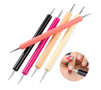 Lot de 5 stylos à points pour ongles en plastique coloré, outils pour ongles, stylo à points pour ongles double face