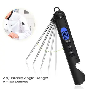 Folding Probes Glow In Dark Kitchen Cooking Meat Thermometer Flexible Head Digital With Magnet Compact LED For Grill Thermometer