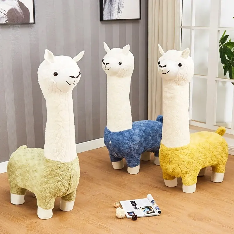 Nova Modern Design Dierlijke Vorm Luie Vrijetijdsstoel Hout Woonkamer Meubels Mini Schattige Cartoon Alpaca Kinderen Speelkamer Bankstoel