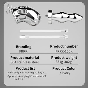 Ensemble de dispositifs de chasteté masculine FRRK avec plug anal métallique amovible, cage en silicone, jouet sexuel <span class=keywords><strong>extrême</strong></span> pour hommes SM - Product Image 2