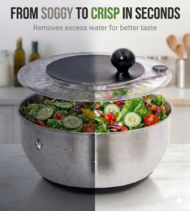 5 Blades Stainless Steel Kitchen Accessories Salad Spinner Fruit Colander Dryer Mixer & <b>Cutter</b> Tool-for <b>Vegetables</b> & Salads - Product Image 5