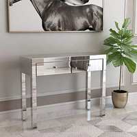 Table console à 2 tiroirs avec miroir, argentée, pour entrée, coiffeuse, maquillage, chambre à coucher, hôtel, villa, occasionnelle, côté canapé, entrée