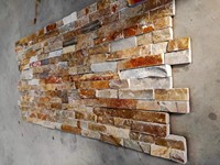 Panneau de revêtement mural en quartzite jaune et blanc de haute qualité, empilé, pour décoration extérieure rustique personnalisée de villas, parcs, naturel