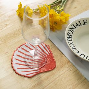 Sint-Jakobsschelp Linnen <span class=keywords><strong>Cocktail</strong></span> Servetten 6X6 Linnen Servetten Onderzetter Op Maat Bedrukte Stoffen Schaalvormige Cocktailservetten - Product Image 5