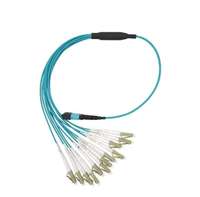 KEXINT fábrica al por mayor OM3 multimodo tipo B azul Break Out MTP MPO hembra a 6 DX LC 12 fibra LSZH Cable de conexión de fibra óptica