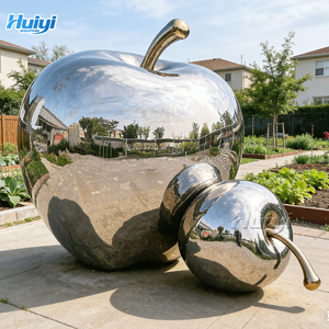 High-quality Modern Stainless Steel Apple Sculptures with Custom Design for Large Outdoor Garden Decoration