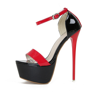 En stock, nouvelles sandales pour femmes à talons hauts, plateforme imperméable, mélange de couleurs, talon fin de 16 cm, printemps et été, taille 46 - Product Image 6
