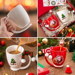 Mug en céramique personnalisé pour Noël, coffret cadeau avec cuillère et poignée, impression sérigraphique pour usage domestique, cadeaux 2024 - Product Image 4