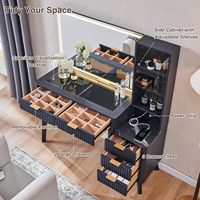Table de maquillage de luxe légère avec grande capacité et plusieurs armoires de rangement Table de maquillage intégrée avec miroir