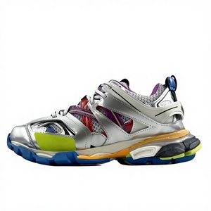 Baskets futuristes pour hommes à panneaux métalliques, avec accents multicolores, style chunky Dad Shoes, respirantes, doublées en mesh, Balenciaga - Product Image 1