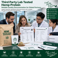 Poudre de protéines de chanvre testée en laboratoire par un tiers, tracabilité de la lotte, protéines végétales végétaliennes pour importateurs et distributeurs, documentation incluse