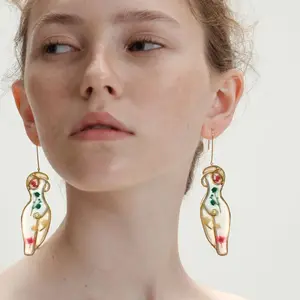 Original Resin Flower Body Form Dangle Earrings For Women 2020 Artsy Abstract Freedom Female Good Shape Statement Drop Earrings
