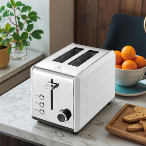 Ousheng 2 조각 여분의 넓은 슬롯과 가변 전자 브라우닝 컨트롤이있는 가정용 플라스틱 커버 전기 토스터 - Product Image 2